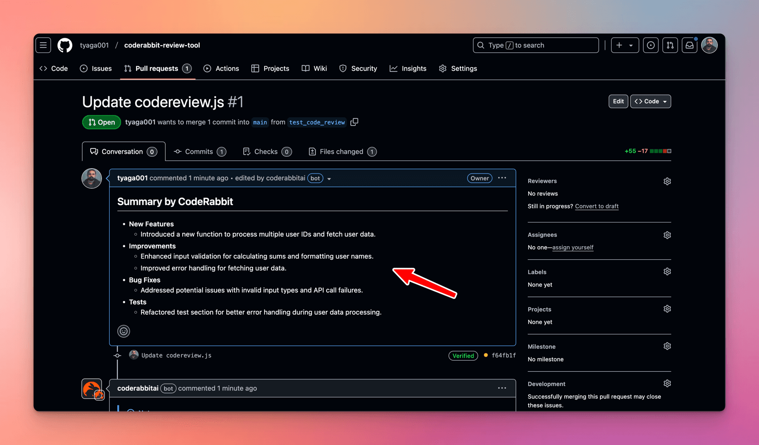 Summary by CodeRabbit comment on a GitHub pull request, grouping the changes under New Features, Improvements, Bug Fixes and Tests