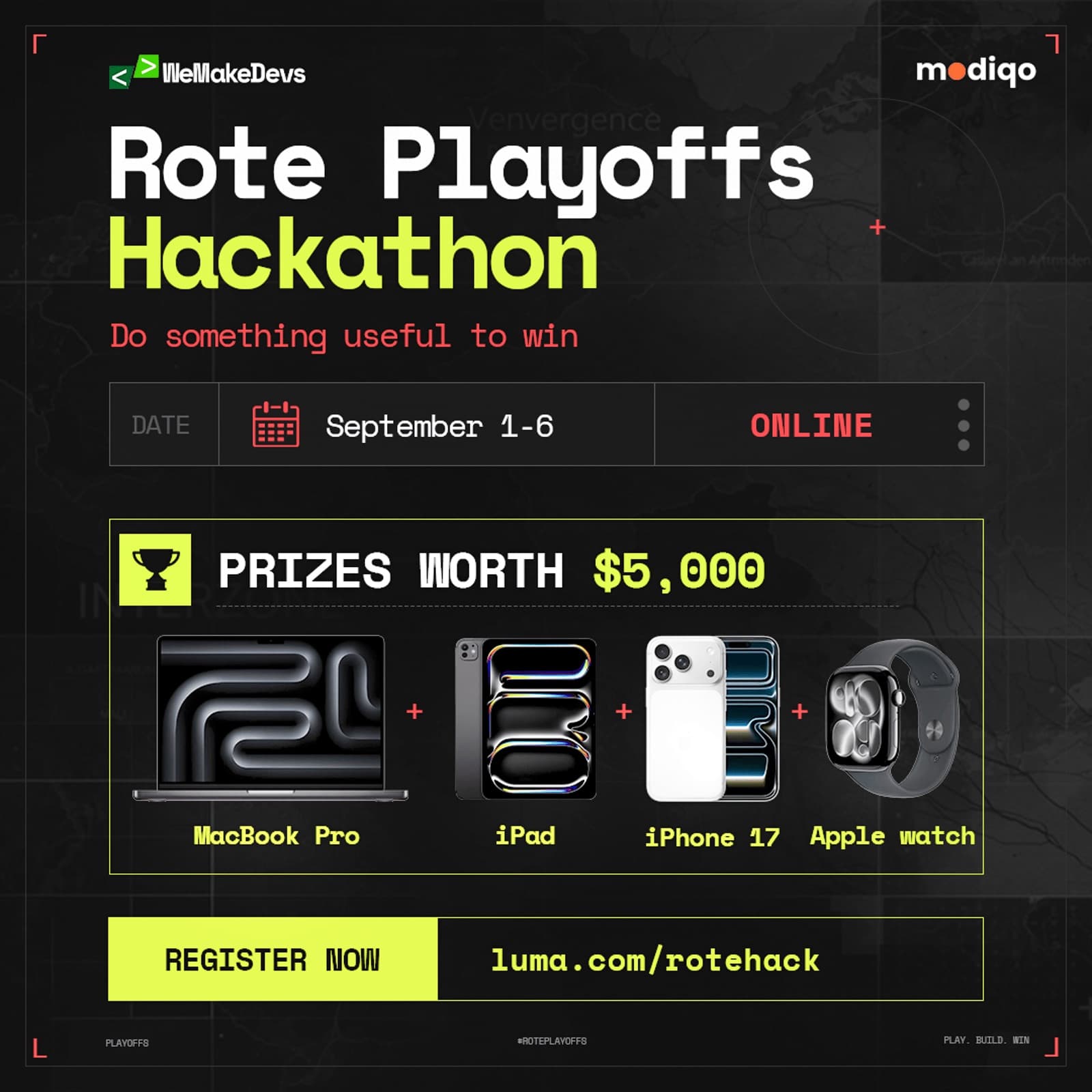 Rote Playoffs Hackathon, September 1-6, online, prizes worth $5,000