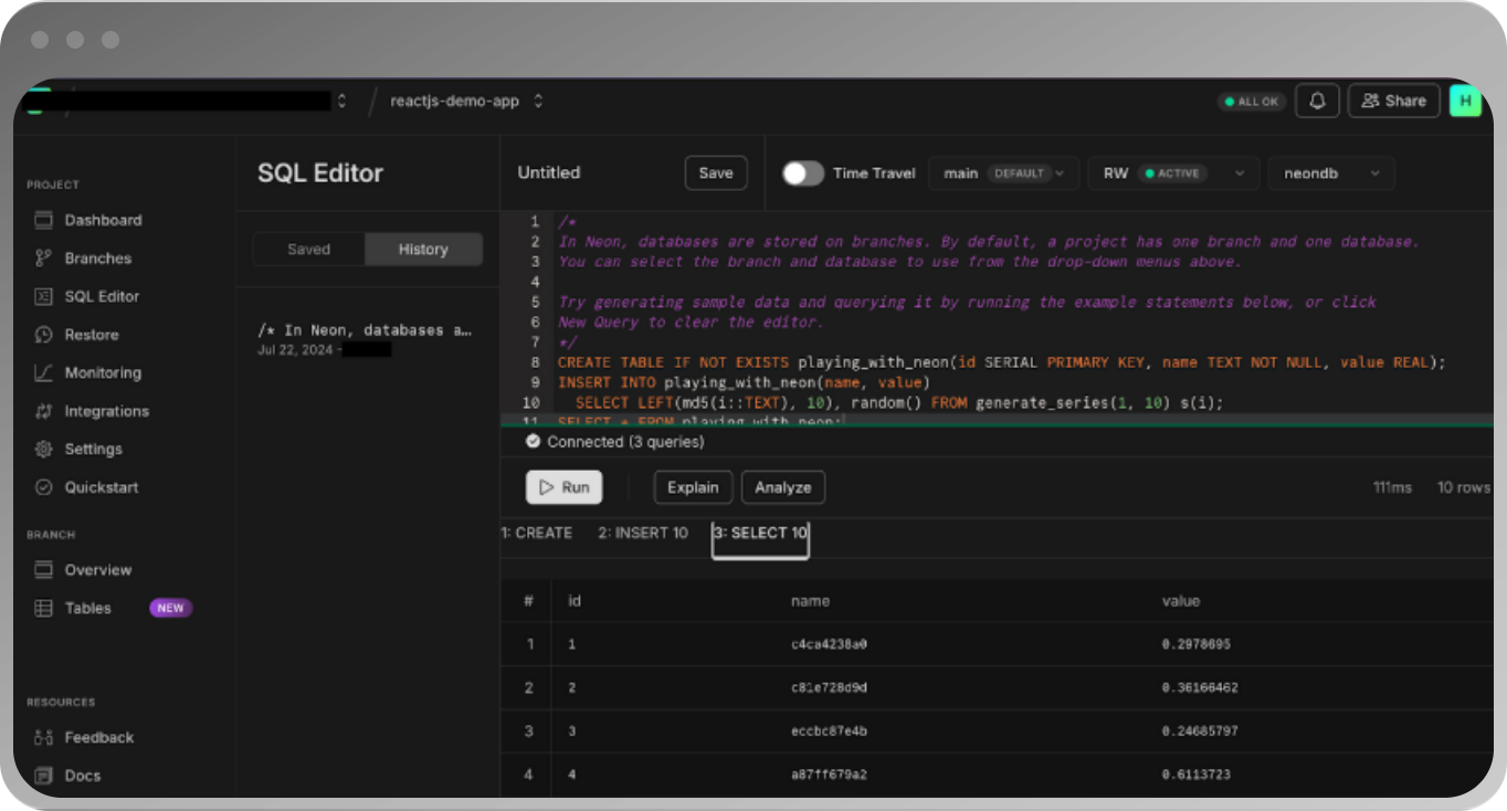 Neon interface