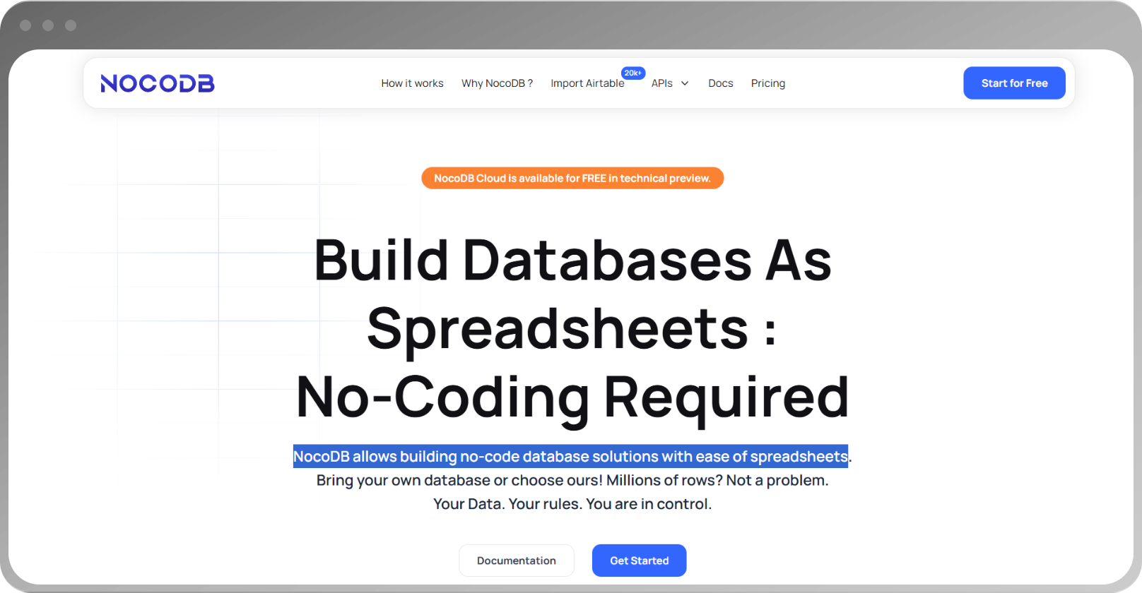 NocoDB interface