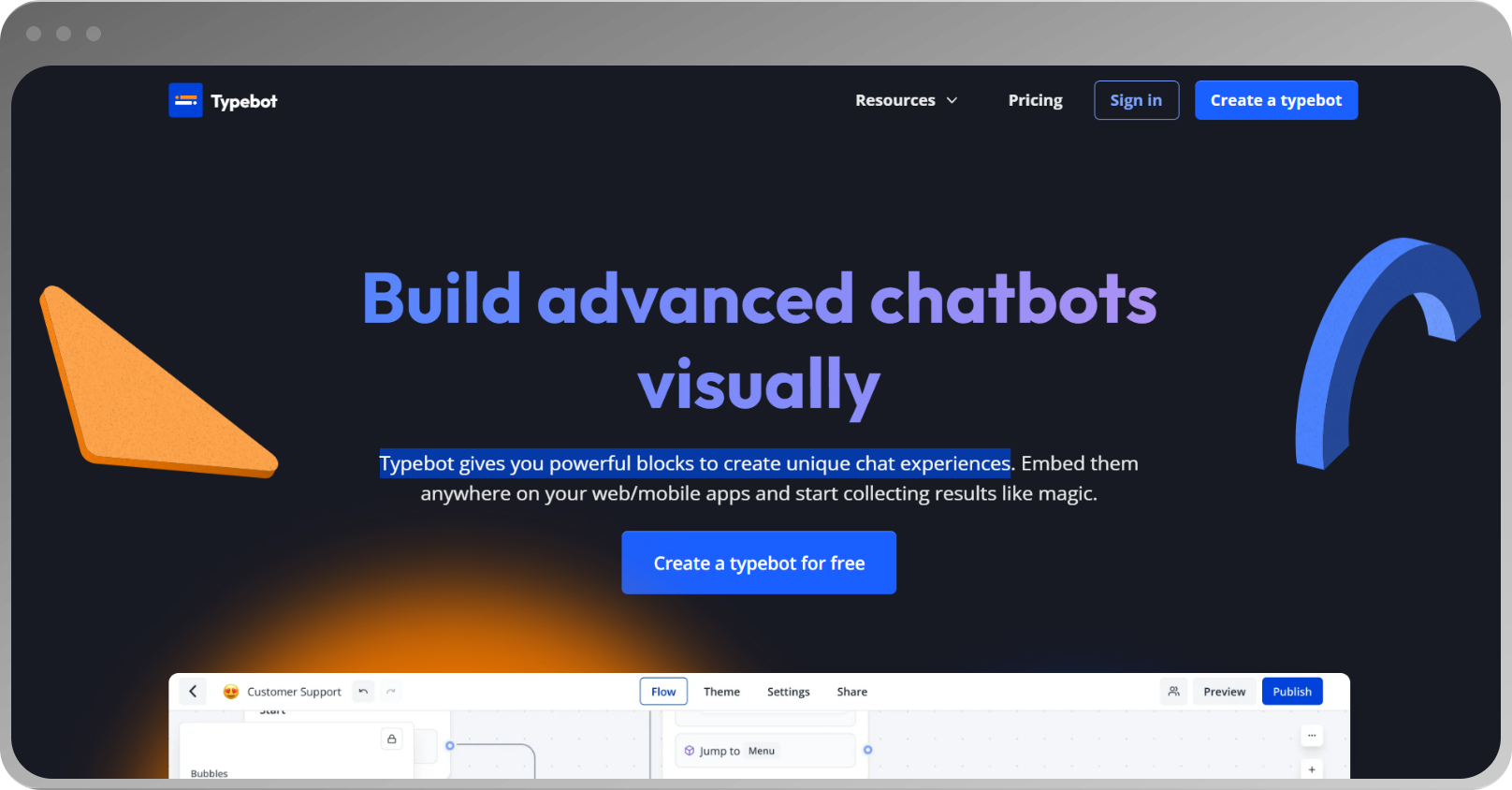 Typebot interface